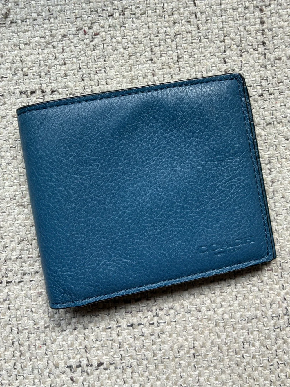 COACH Men's Blue Leather Bi-Fold Wallet